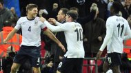 England celebrate Steven Gerrard's goal