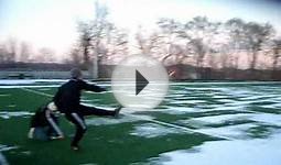 Belgian soccer player kicks 49 yard fieldgoal.