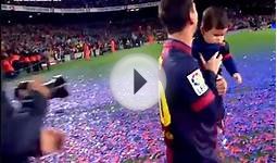 Messi celebrates with his son Tiago title Spanish league