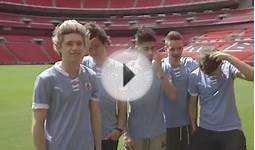 One Direction taking their shirts off and playing football