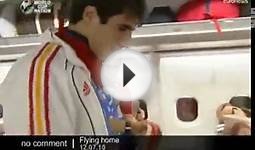 Spanish soccer team on board plane heading back home Spain